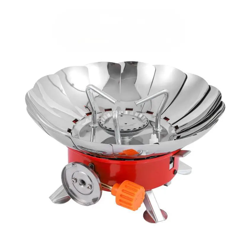 Outdoor Mini Portable Folding Heater Camping Lotus Burner Kitchen Cooker Heating Foldable Furance Head Card Gas Stove Wind Proof