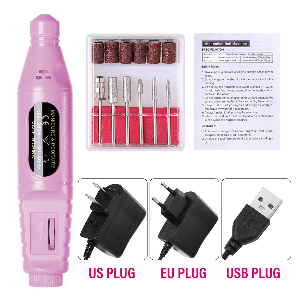 CNHIDS Nail Polishing Tools Electric Nail Drill Machine Pedicure Manicure Drill Set Milling Cutters Set Nail File Equipment