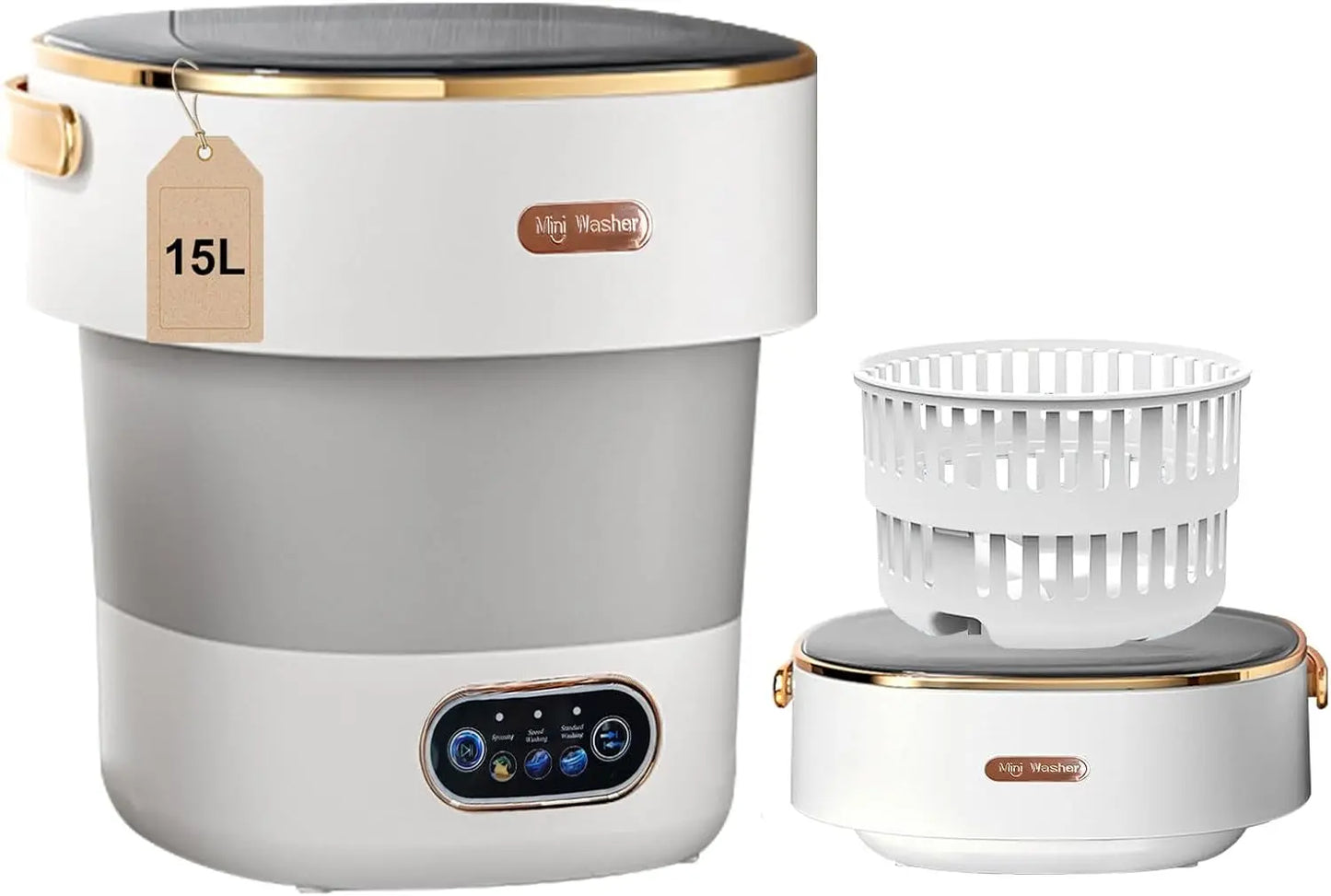 Portable Washing Machine,Mini Washer 15L Upgraded With Spin Basket,Small Clothes Folding Washing Machine Of Underwear