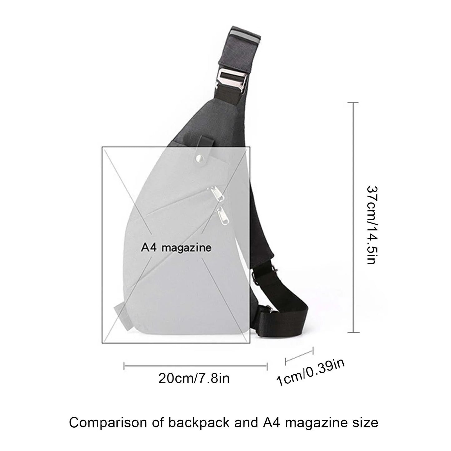 Versatile Men's Outdoor Chest Bag with Crescent Shape & Adjustable Slanted Shoulder Strap, Durable Nylon Design for Travel