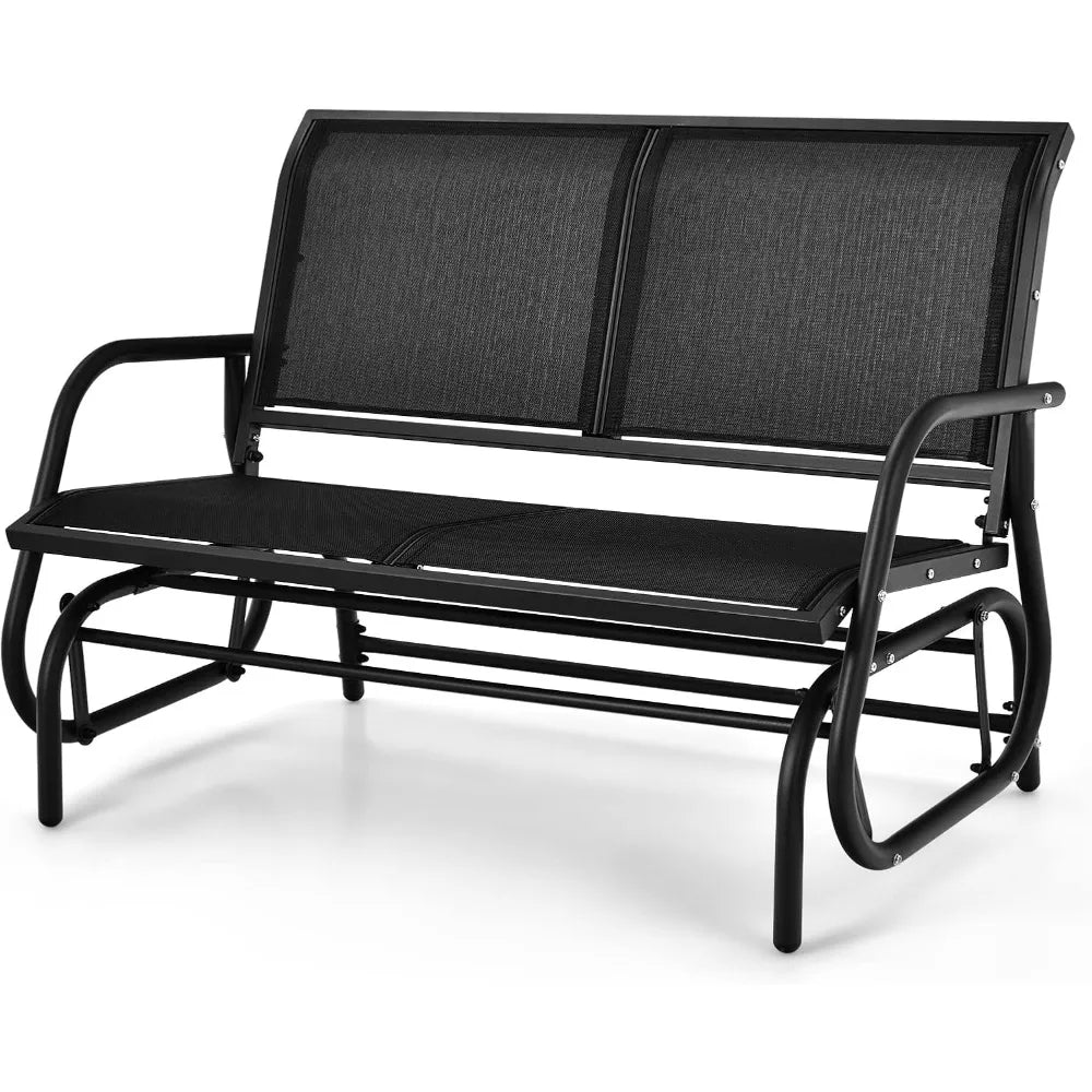 2-Person Outdoor Glider Bench, Patio Double Swing Gliding Chair Loveseat , Porch, Backyard and Poolside