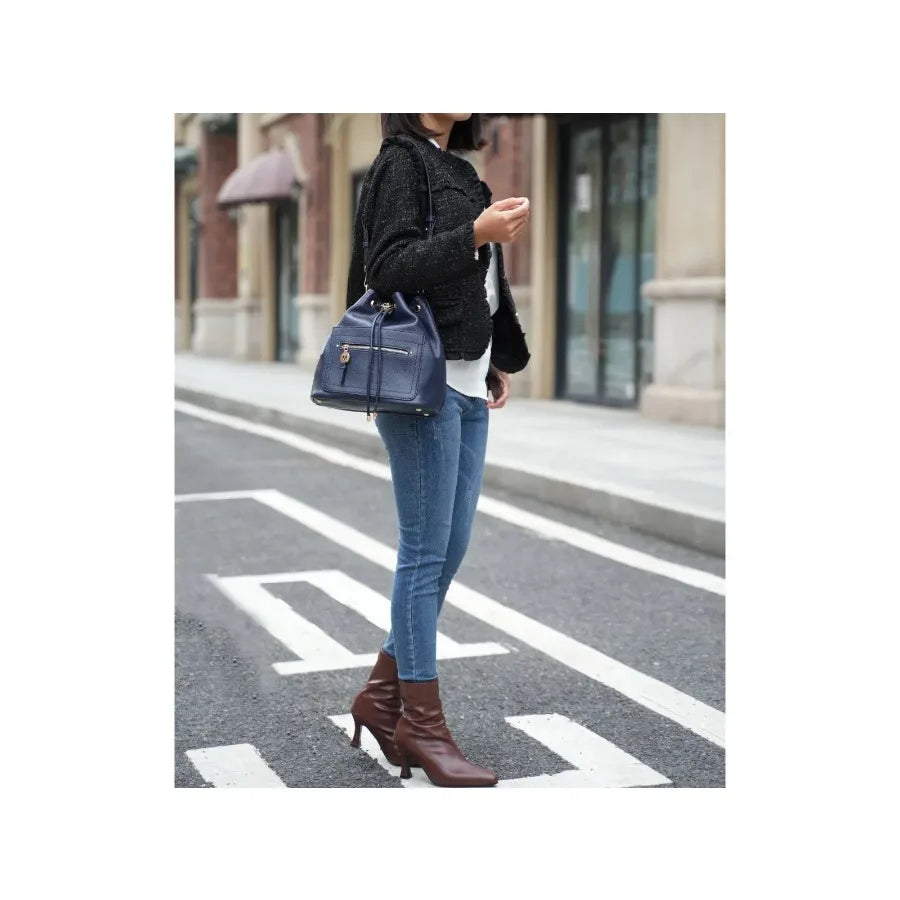 MKF Collection Larissa Vegan Leather Women's Bucket Bag with Wallet Bucket Handbag Tote Shoulder Crossbody for Women