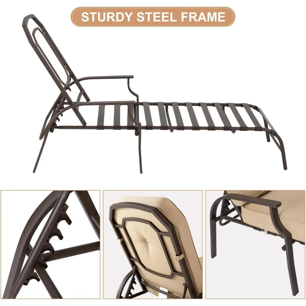 Adjustable Recliner Chair with Armrest, Outdoor Chair for Patio, Garden and poolside