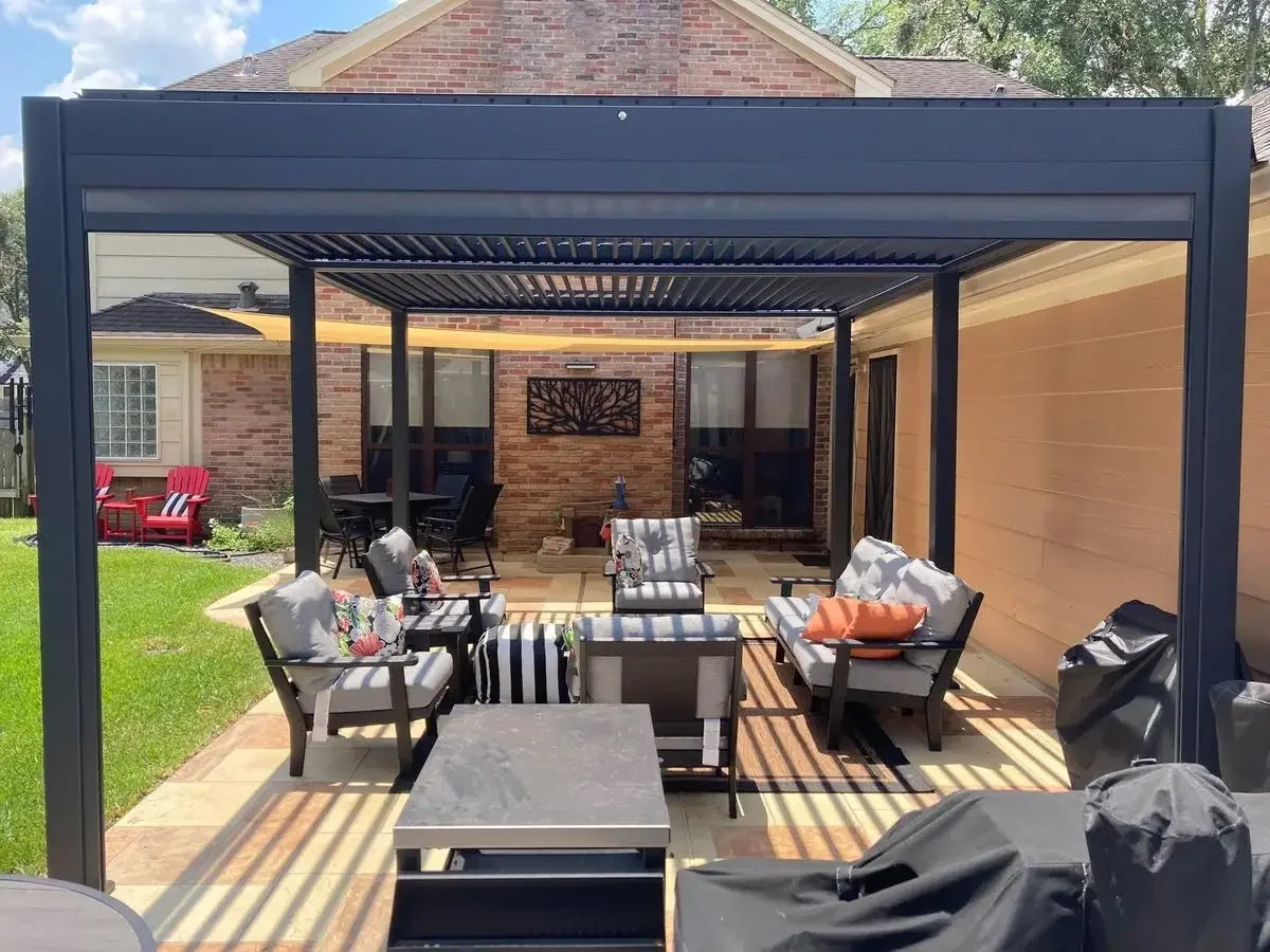 Powder Coating Aluminium Terrace Roof Panel Pergola Custom Made Louver Roof Aluminum Patio Outdoor Furniture Courtyard Pavilion