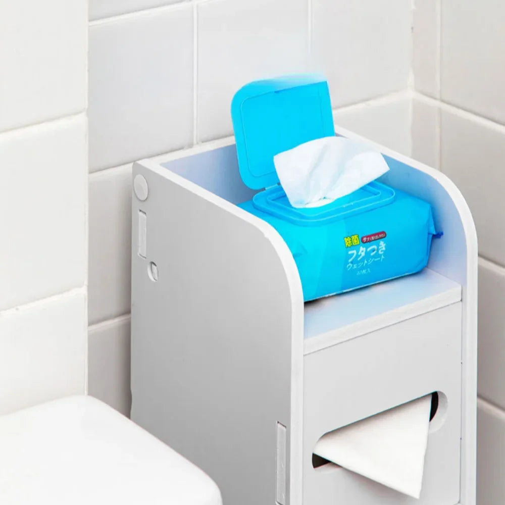 Bathroom Storage Cabinet Toilet Paper Narrow Holder Stand Save Space Multi Layered Bathroom Cabinet Large Capacity Storage Shelf