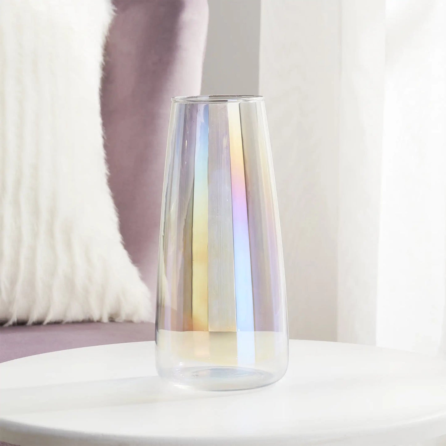 8 Iridescent Indoor Clear Glass Vase
