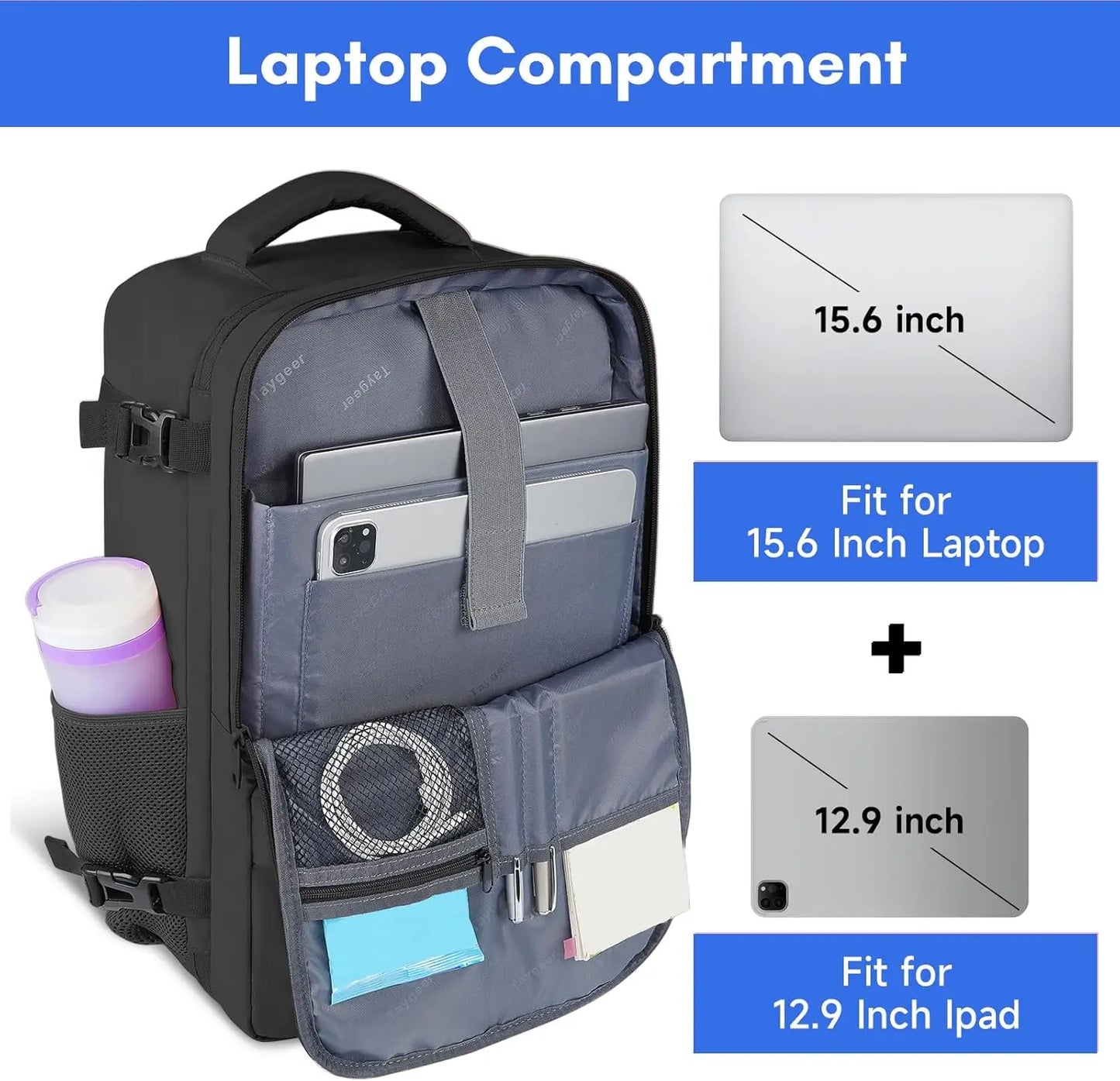 Travel Laptop Backpack for Men Women, Airplane Approved Travel Backpack Suitcase with Usb Charging Port