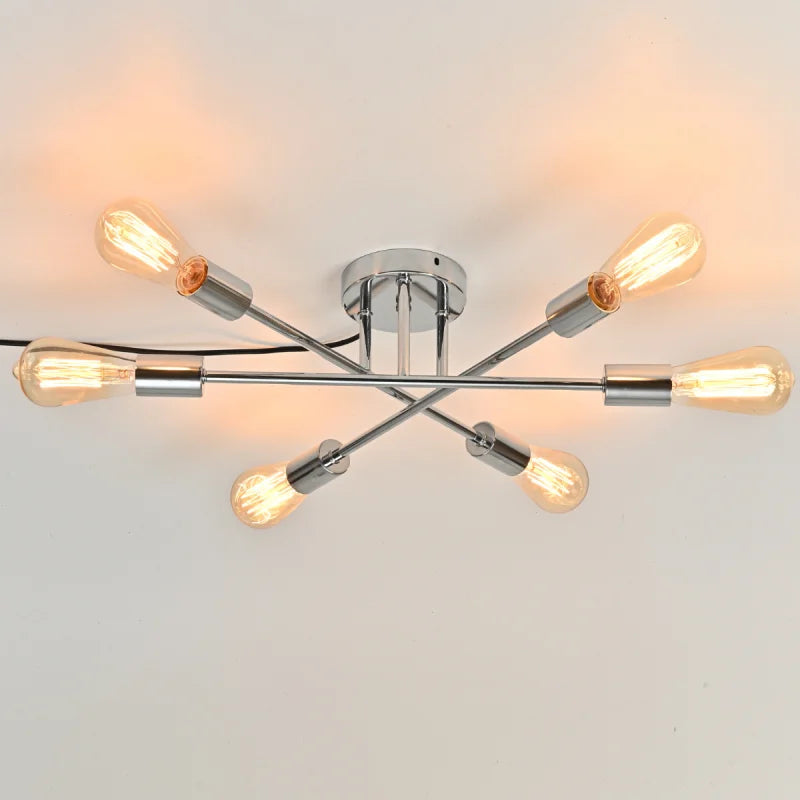 Dropshipping Modern Sputnik Chandelier Nordic Semi Flush Mount Ceiling Lamp Brushed Antique Gold Home Decor Lighting Fixture