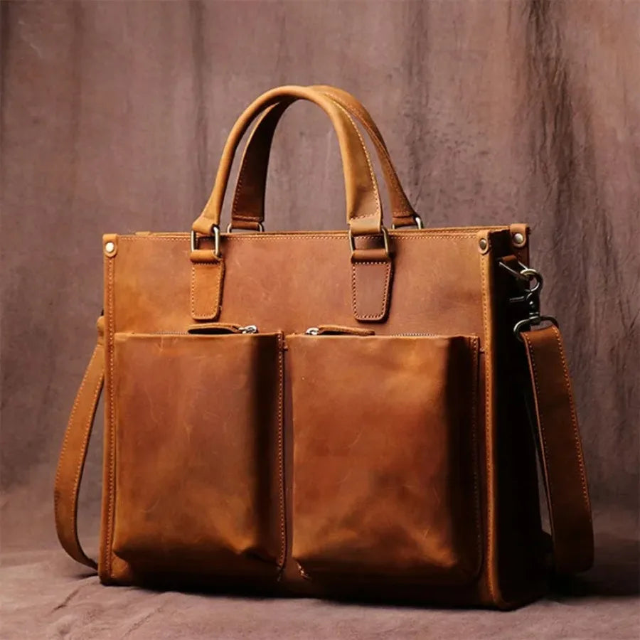 Vintage Leather Messenger Bag for Business Professional Men Durable and Stylish Briefcase