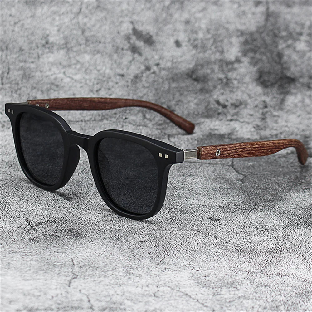 New Men Vintage Wooden Frame Sunglasses Classic Sun Glasses Men Polarized UV Protection Driving Eyewear Outdoor Shades Goggles