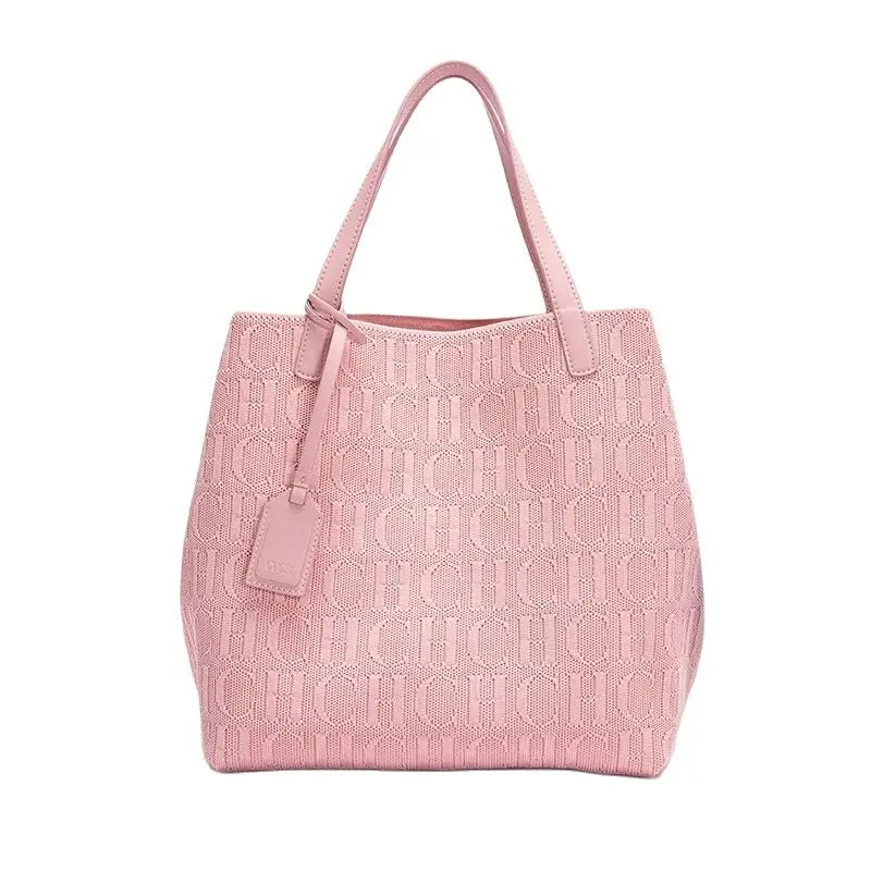 CH New Solid Color Outer Exquisite Fly Weaving Handmade Woven Large Capacity Shoulder Bag Ladies Handbag Fashion Classic