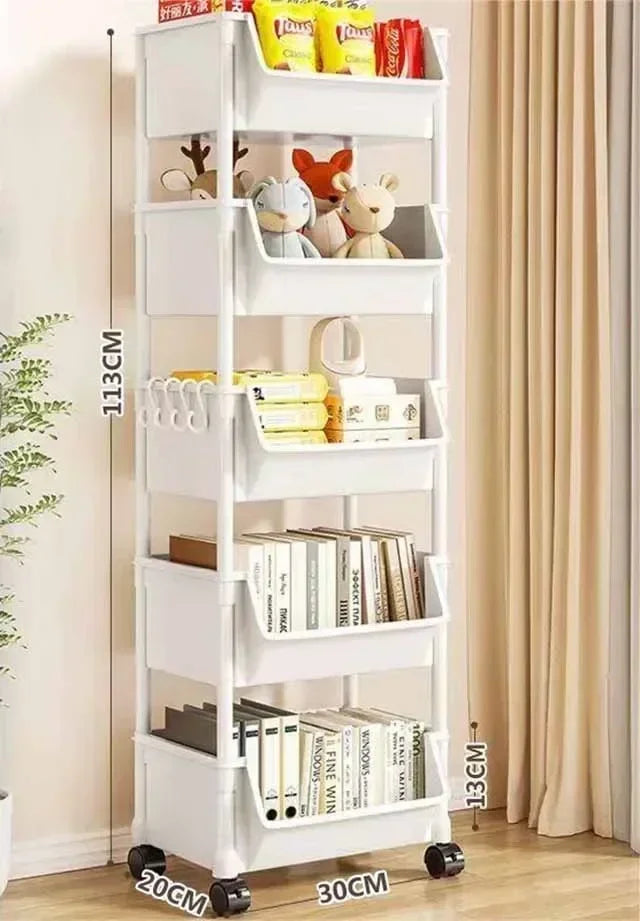 Trolley Bookshelf Kitchen Storage Slit Storage Cabinet Bathroom Living Room Home Organizer Rack Kitchen Corner Narrow