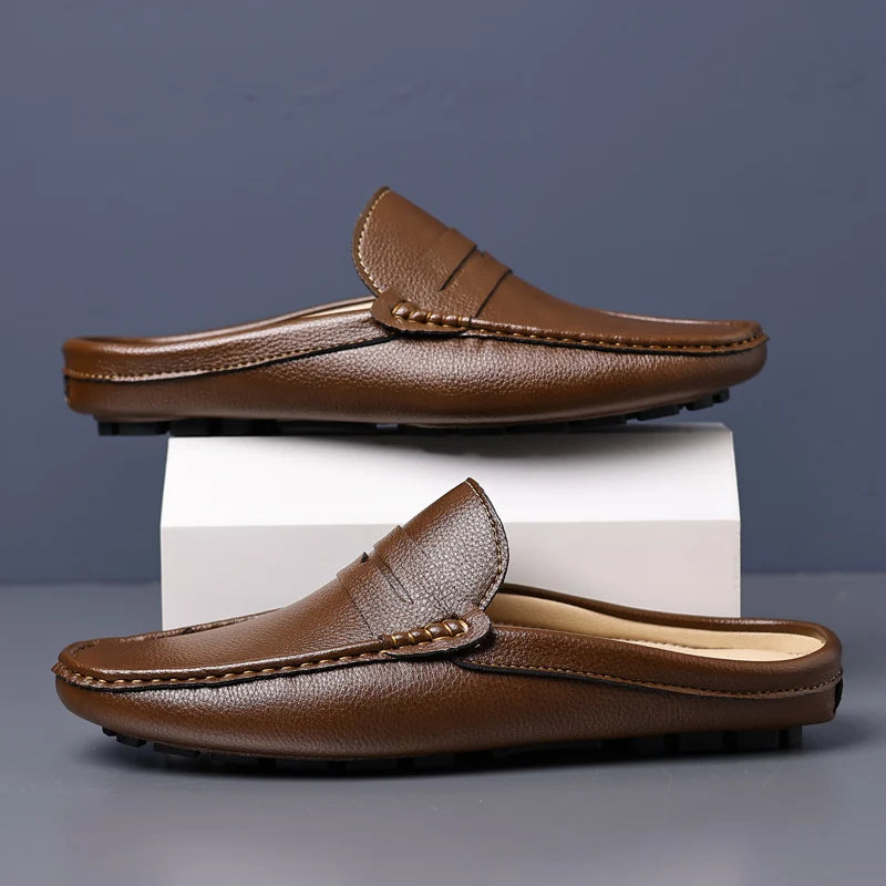 Shoes Men's Slippers Half Shoes for Men Comfortable Male Shoe High Quality Slip-On Solid Color Casual Soft Sandals Flats Slipper
