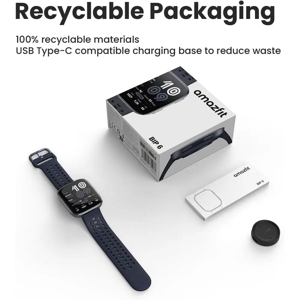 Amazfit Bip 6 Smart Watch 46mm, 14 Day Battery, 1.97" AMOLED Display, GPS & Free Maps, AI, Bluetooth Call & Text, Health, Fitnes