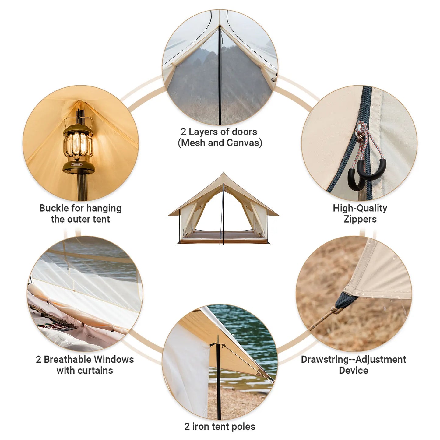 KingCamp Camping Tent, Canopy And Mesh Tent Function 2-in-1 Double Storey House Tent Glamping Tent With Huge Interior Space