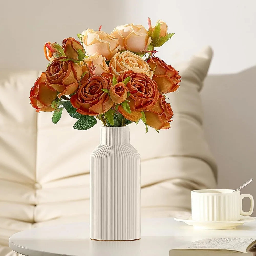 White ceramic vase for kitchen, bedroom, office, living room, bathroom, shelf center dining table decoration