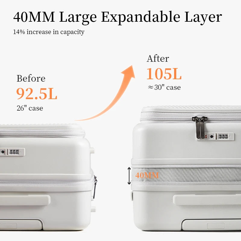 Aji Luggage Travel Suitcase New Design Side Opening Lid With 40MM Expanding Capacity Travel Suitcase 20 24 26 Inch Trolley Bag