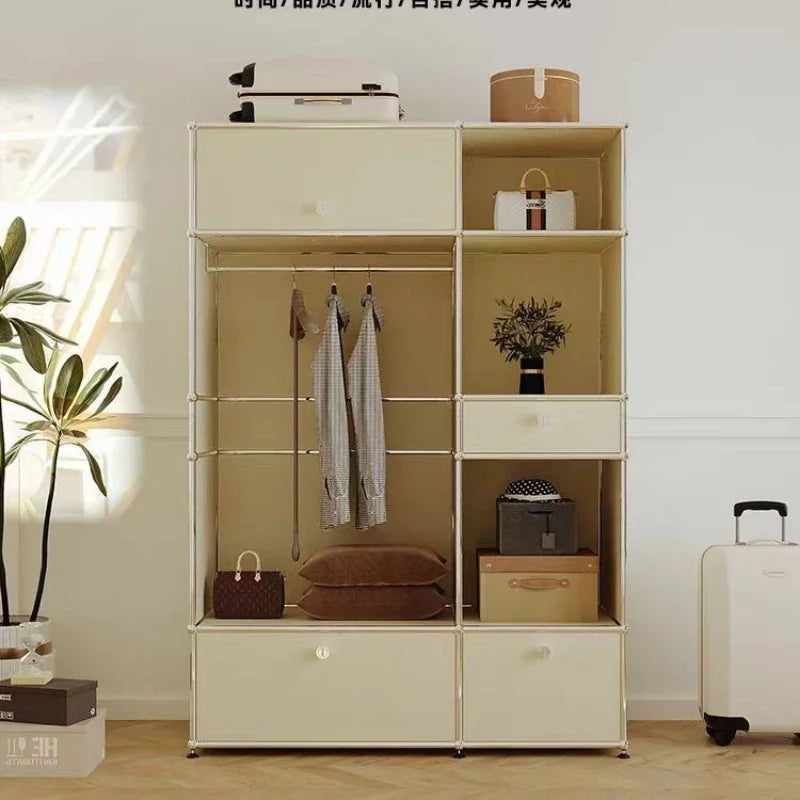 Modern USM Module Wardrobe Floor Coat Rack Household Small Apartment Stainless Steel Hanger Bedroom Storage Cabinet Closet