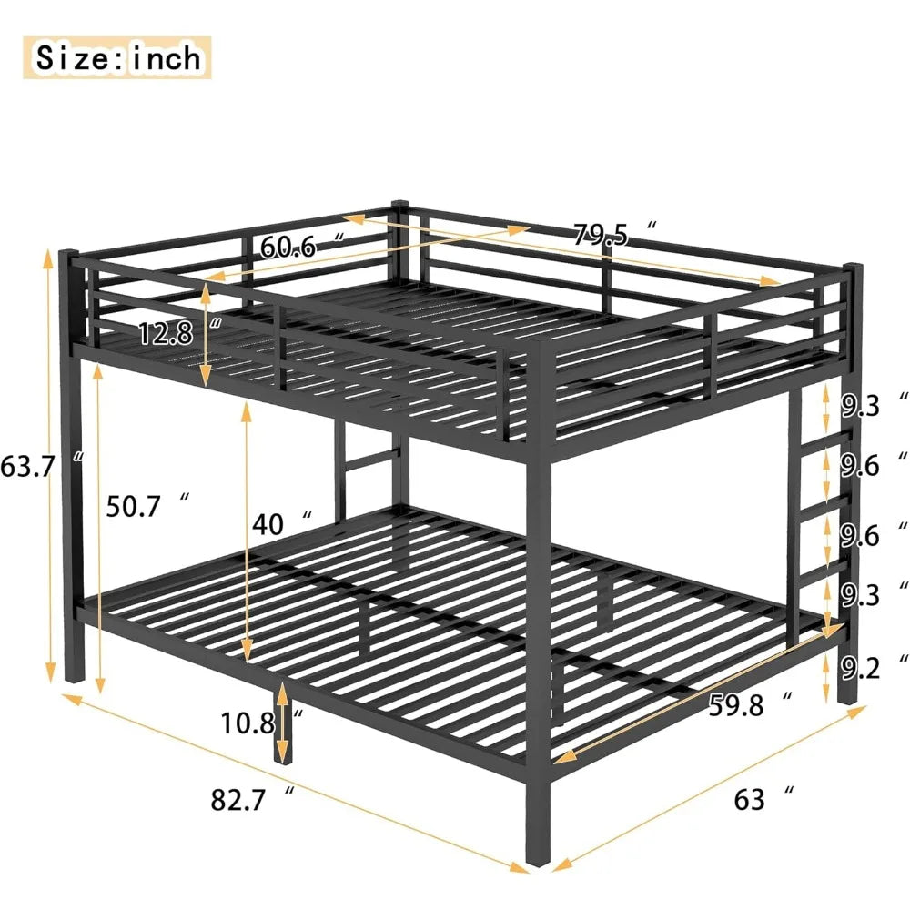 Queen Over Queen Bunk Bed for Adults, Queens Bunk Beds with 2 Ladder and Full Length Guardrail