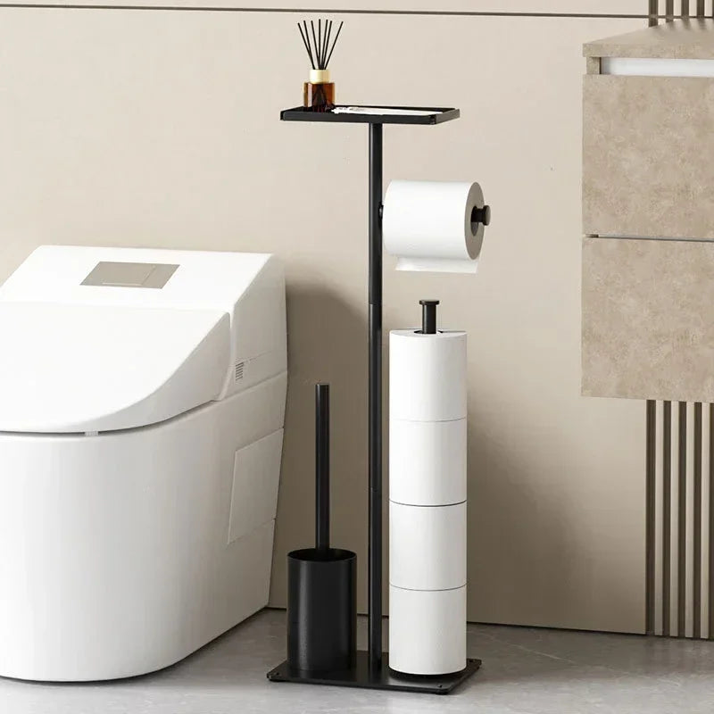 304 Stainless Steel Integrated Bathroom Accessories Toilet Brush Holder Floor Standing Toilet Paper Holder Cleaning Tools