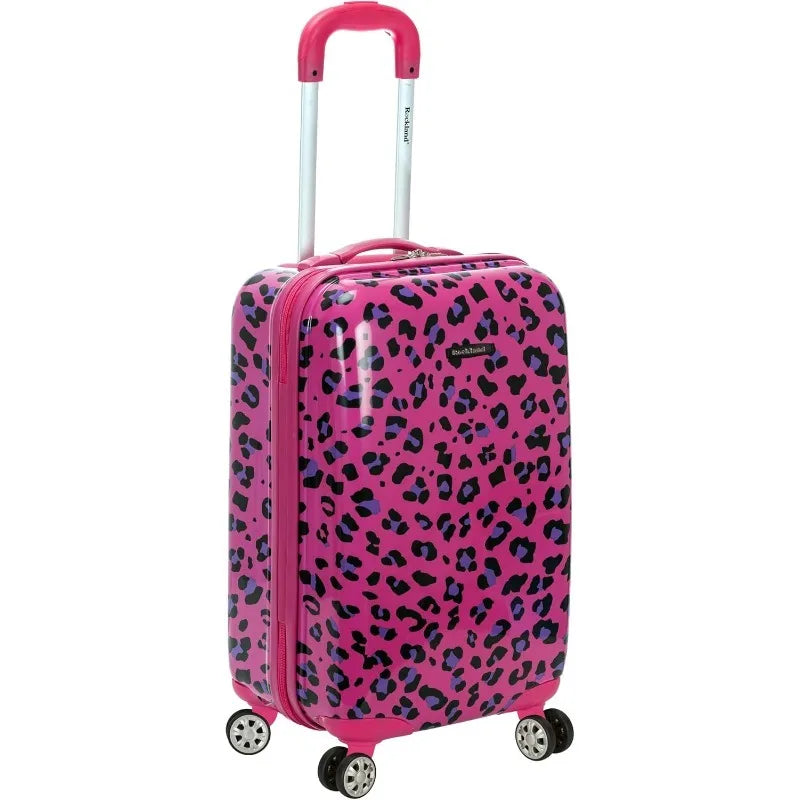 Safari Hardside Spinner Wheel Luggage, Magenta Leopard, Carry-On 20-Inch