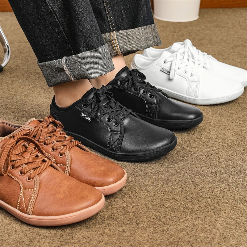 Men Shoes Wide Barefoot Shoes for Men Minimalist Split Leather Casual Shoes Breathable Comfortable White Shoes Walking Sneakers