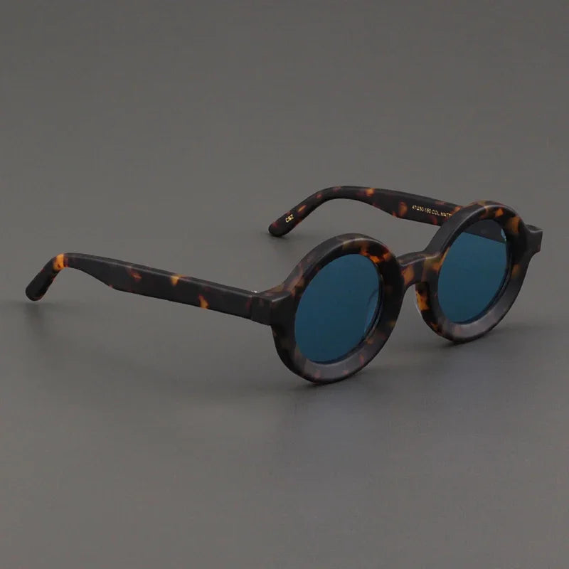 Luxury Sunglasses for Women Round Coarse Frame Frosted Matte Gray Pink Lenses Outdoor Handmade UV400 Men Polarized SUN GLASSES