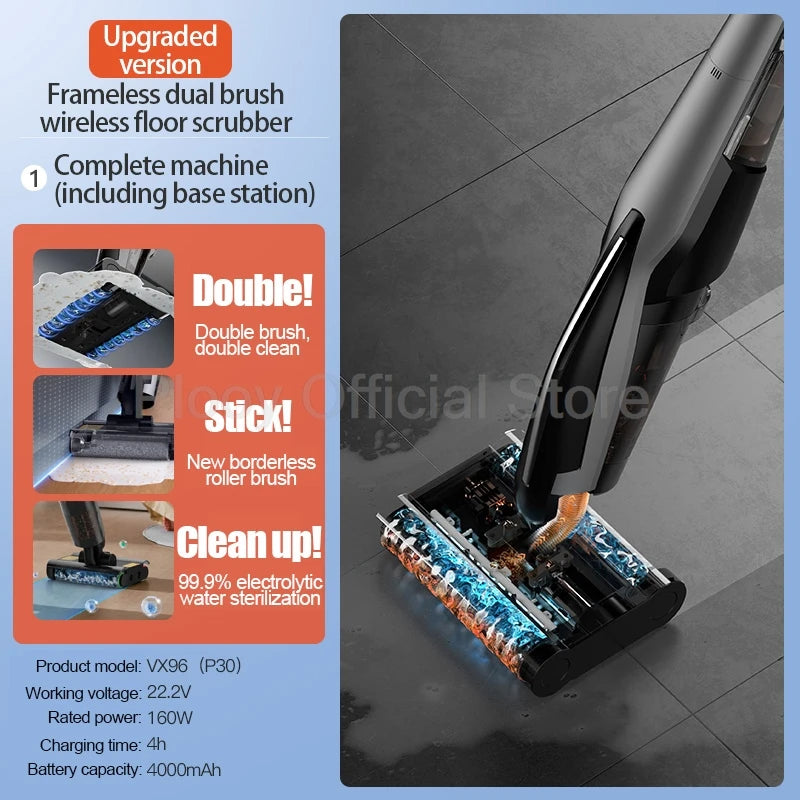Wireless Vacuum Water Mop Cleaner Intelligent Home Appliance 2 Rolling Brush Suction/Mop/Wash Electric Floor Cleaning Machine