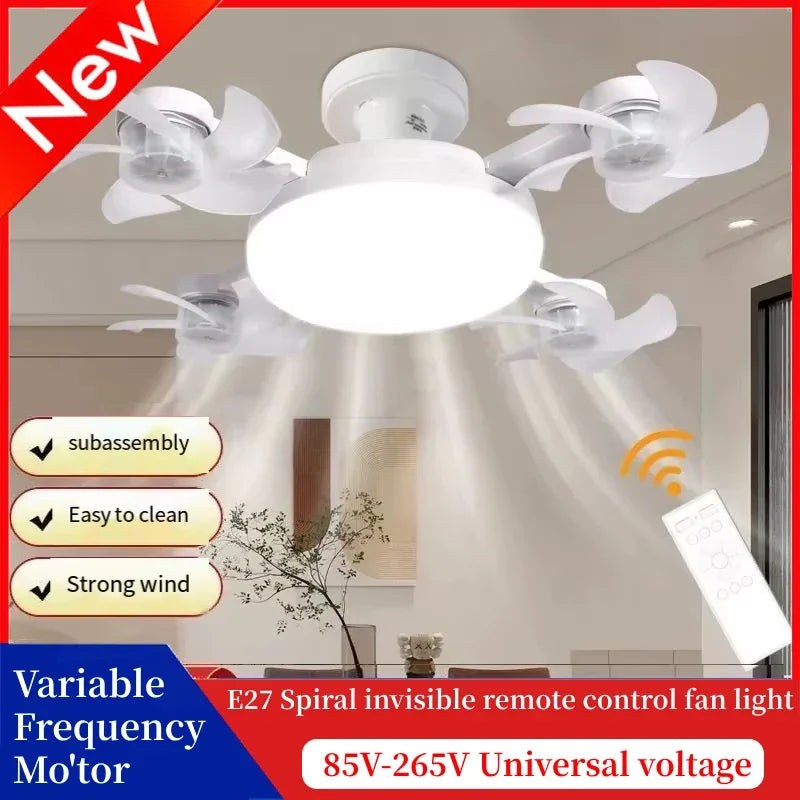 Intelligent ceiling light electric fan light Kitchen high wind power Silent Easy to clean Screw Fan Light Restaurant Fan Eye