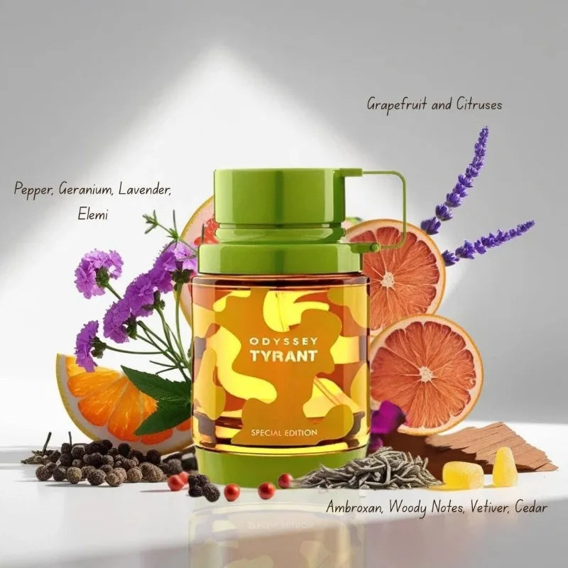 Armaf Odyssey Tyrant Eau de Parfum Spray 100ml Original Arab Perfumes High Quality Lasting Oriental Woody Perfume Men's Cologne