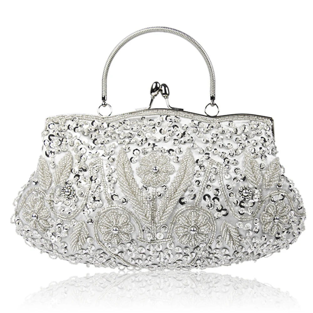 Fashion Retro Women Evening Bags Beaded Ladies Clutch Purse Shoulder Chain Wedding Party Women's Handbag Purses and Handbags