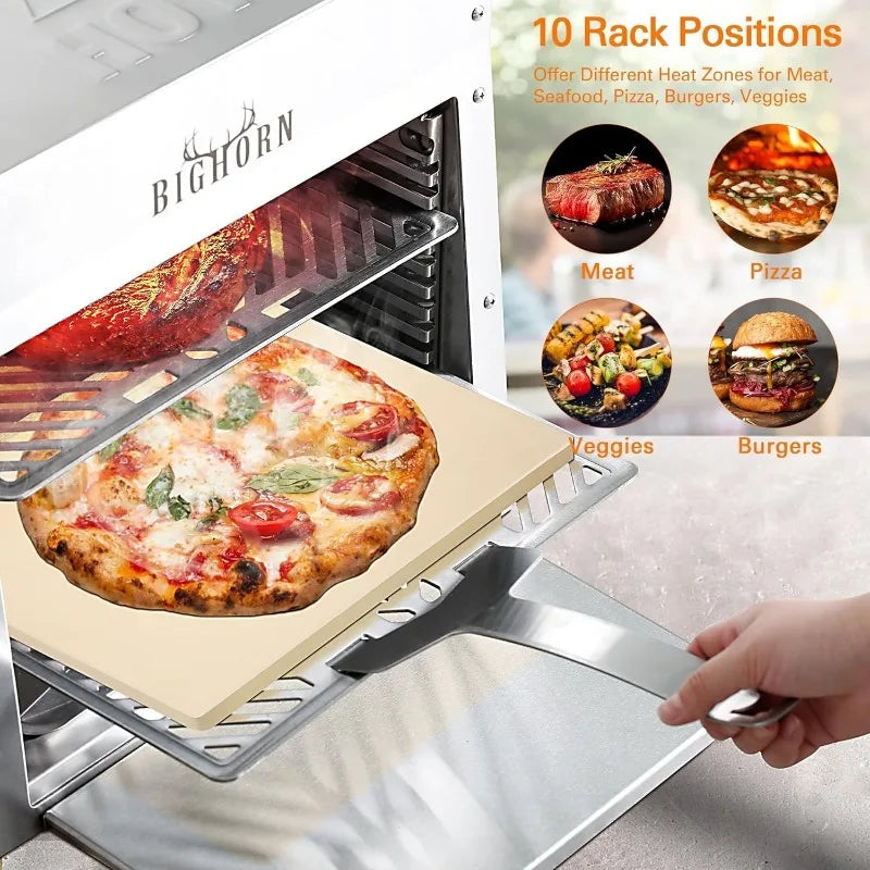 BIG HORN OUTDOORS 1500°F Infrared Grill Tabletop Broiler, Propane Steak Cooker, Stainless Steel Outdoor BBQ Machine Steak Oven
