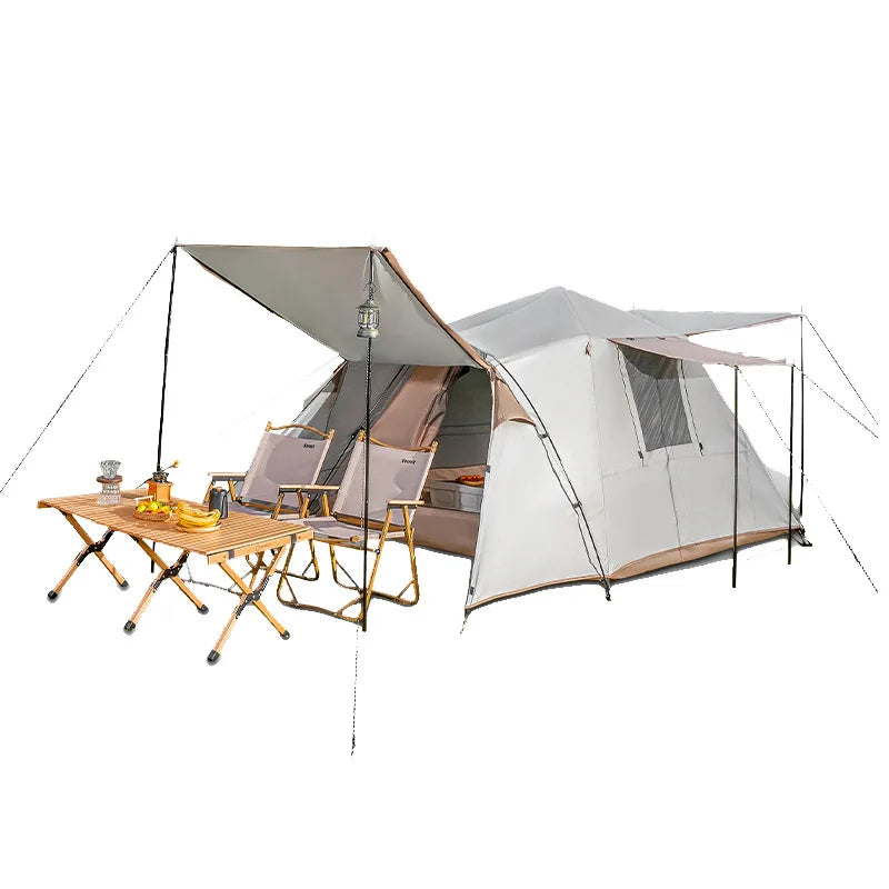 Automatic Family Camping Tent, One Room Two Hall Outdoor Picnic Shelter with Sunshade and Rainproof Function
