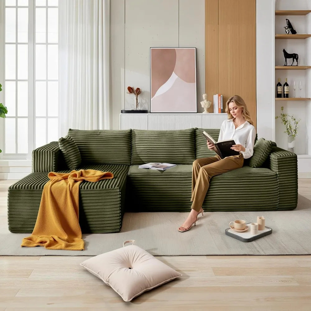 110'' Modern Sectional Sofa, Upholstered Couches for Living Room, L-Shape Cloud Sectional Couch with Deep Seat, Fluffy Couch wit