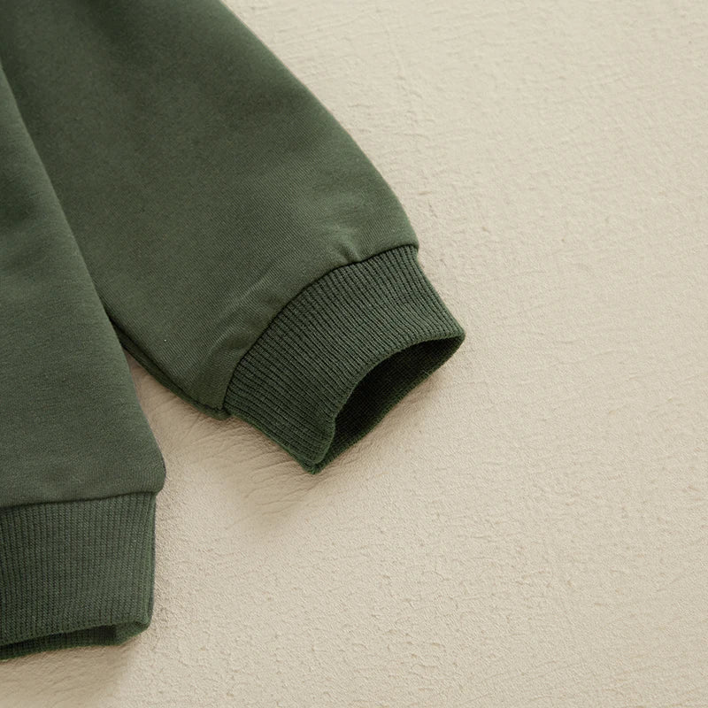 Children s Hooded Sweatshirt Embroidered Shamrock Long Sleeve Pullover with Crew Neck for Boys and Girls Casual Winter