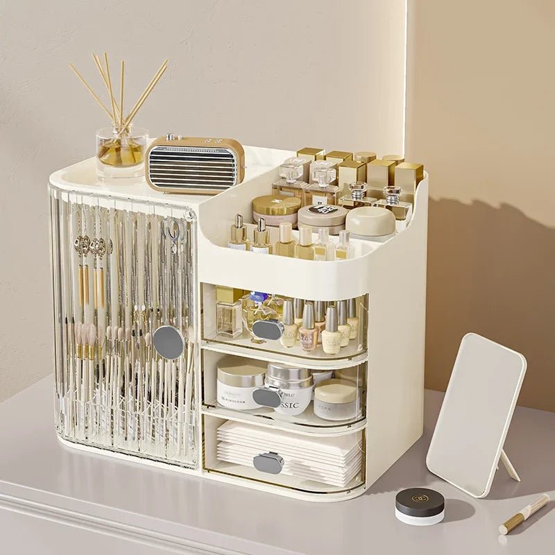 Cosmetic Storage Box, Dust-Proof, Moisture-Proof, Waterproof, Large Capacity Skincare Product Shelf, Can Be Layered for Storage