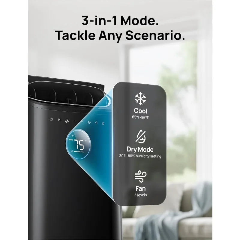 Dreo Portable Air Conditioners, 14,000 BTU AC for Bedroom with Drainage-free Cooling,46dB Quiet, APP/Voice/Remote,24h Timer