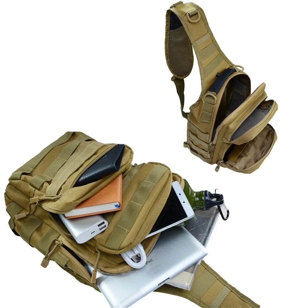 Tactical Shoulder Sling Bag Military Molle Men's Backpack EDC Molle Chest Pack Sling Bag for Fishing Hiking Camping