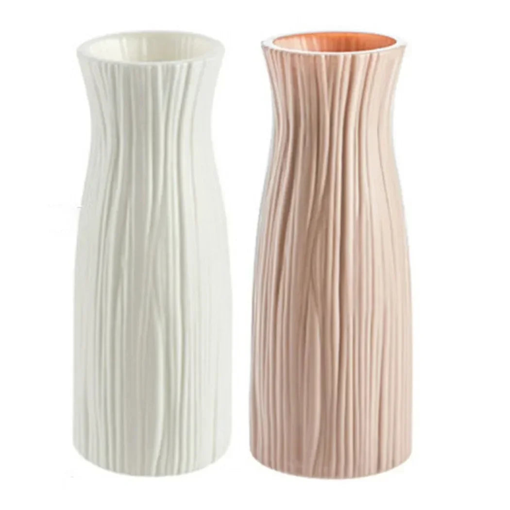 Plastic Flower Vase White Pink Imitation Ceramic Flower Improve Your Home Office And Wedding Environment Basket Vase
