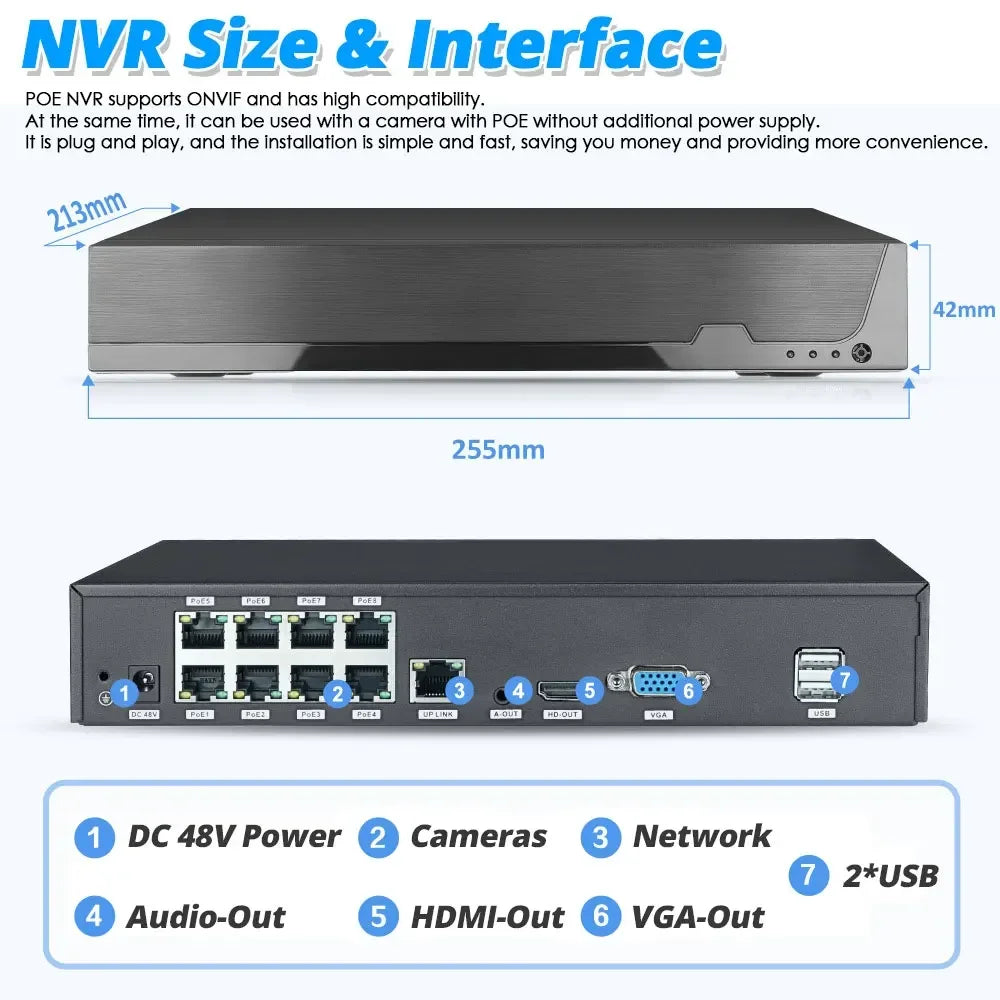 SMART LIFE 4K 8CH PoE NVR 8MP CCTV Security System Face Detection H.265+ Network Surveillance Audio Video Recorder NVR Tuya app