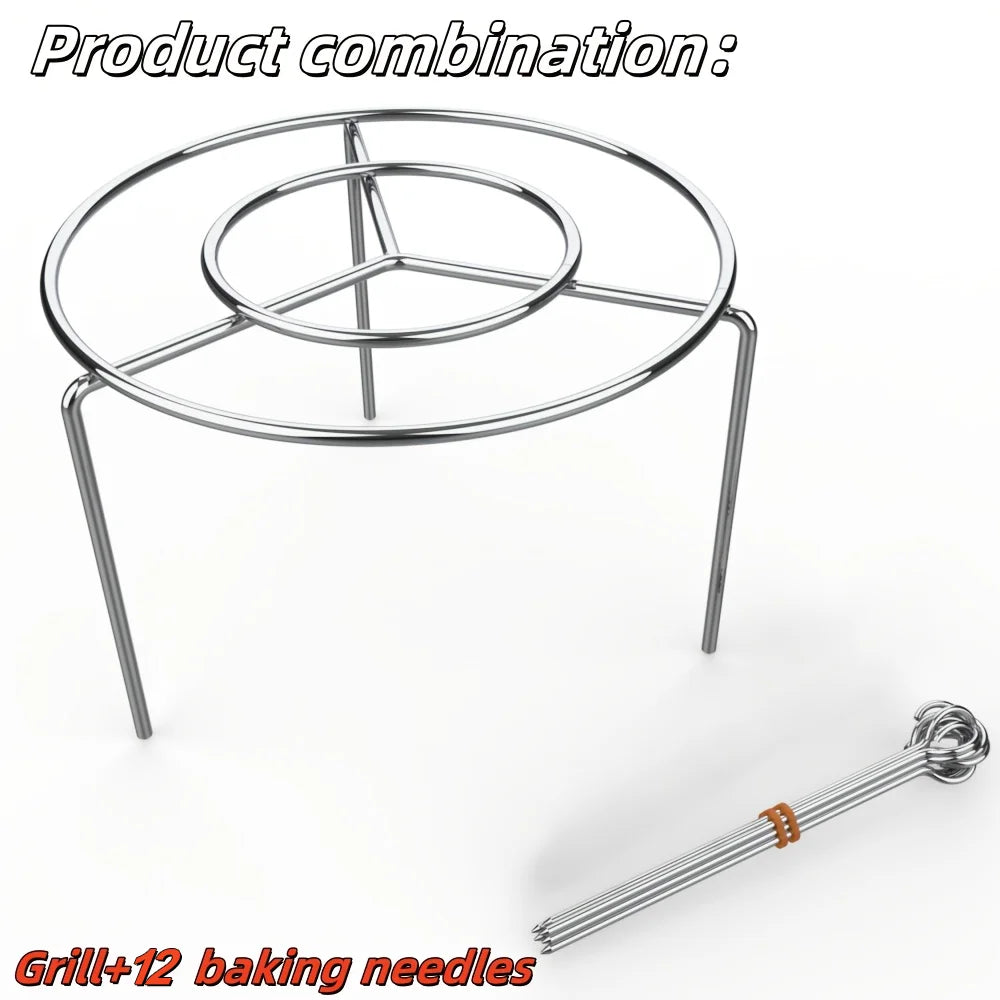 Outdoor Grill Set with Skewers Square Air Fryer Grill Steamer Stainless Steel Barbecue Bracket Kitchen Gadget Grill Dropshipping