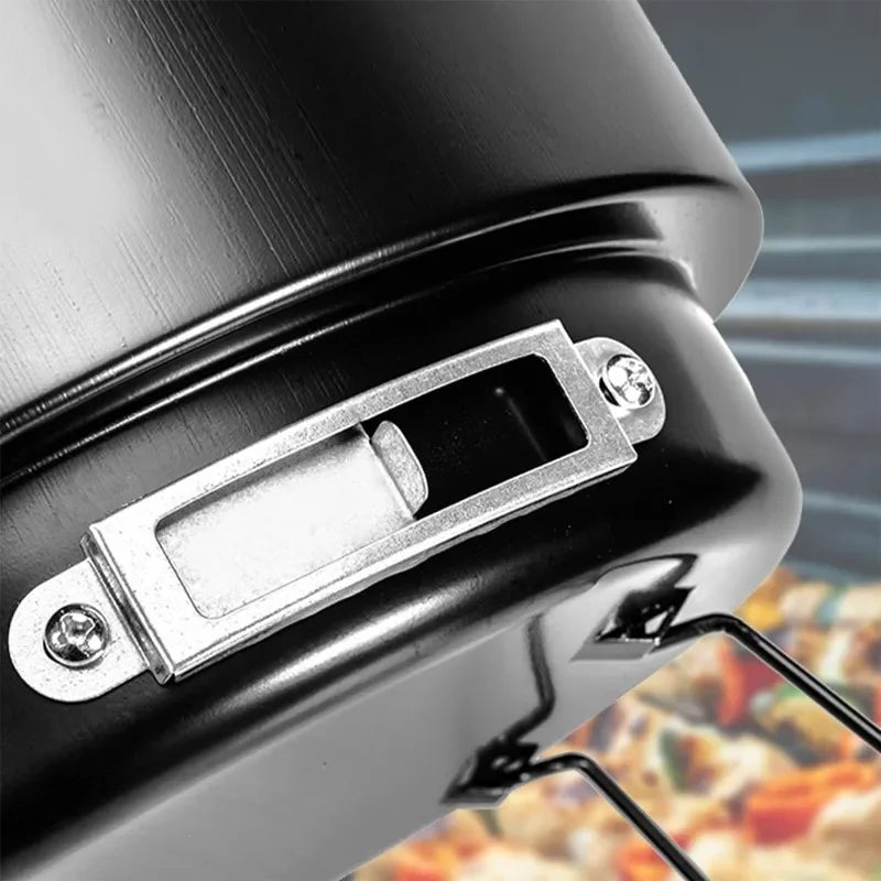 Portable Round Barbecue Grill Small Outdoor Circular Ice Pack Stove Grill Set with Handle for Home Kitchen BBQ Picnic Camping