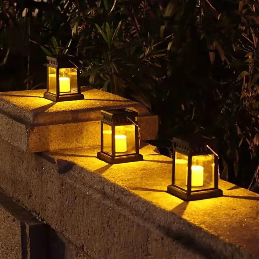 Solar Palace Lantern Outdoor Solar Lights Lawn Landscape Hanging Atmosphere Candle Lamp Floor Yard Garden Decor
