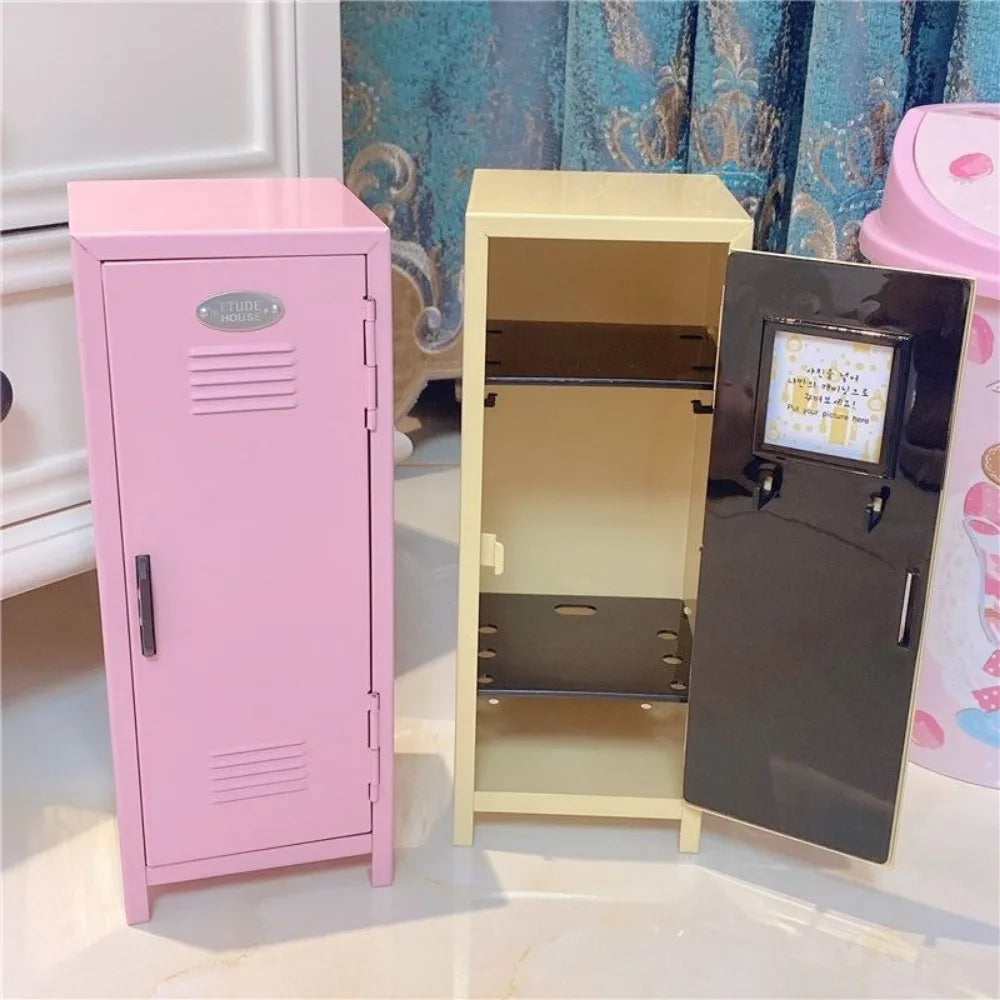 Iron Storage Box Dormitory Storage Cosmetics Paper Money Keys Bank Cards and Other Desktop Small Items Mini Locker Cabinet