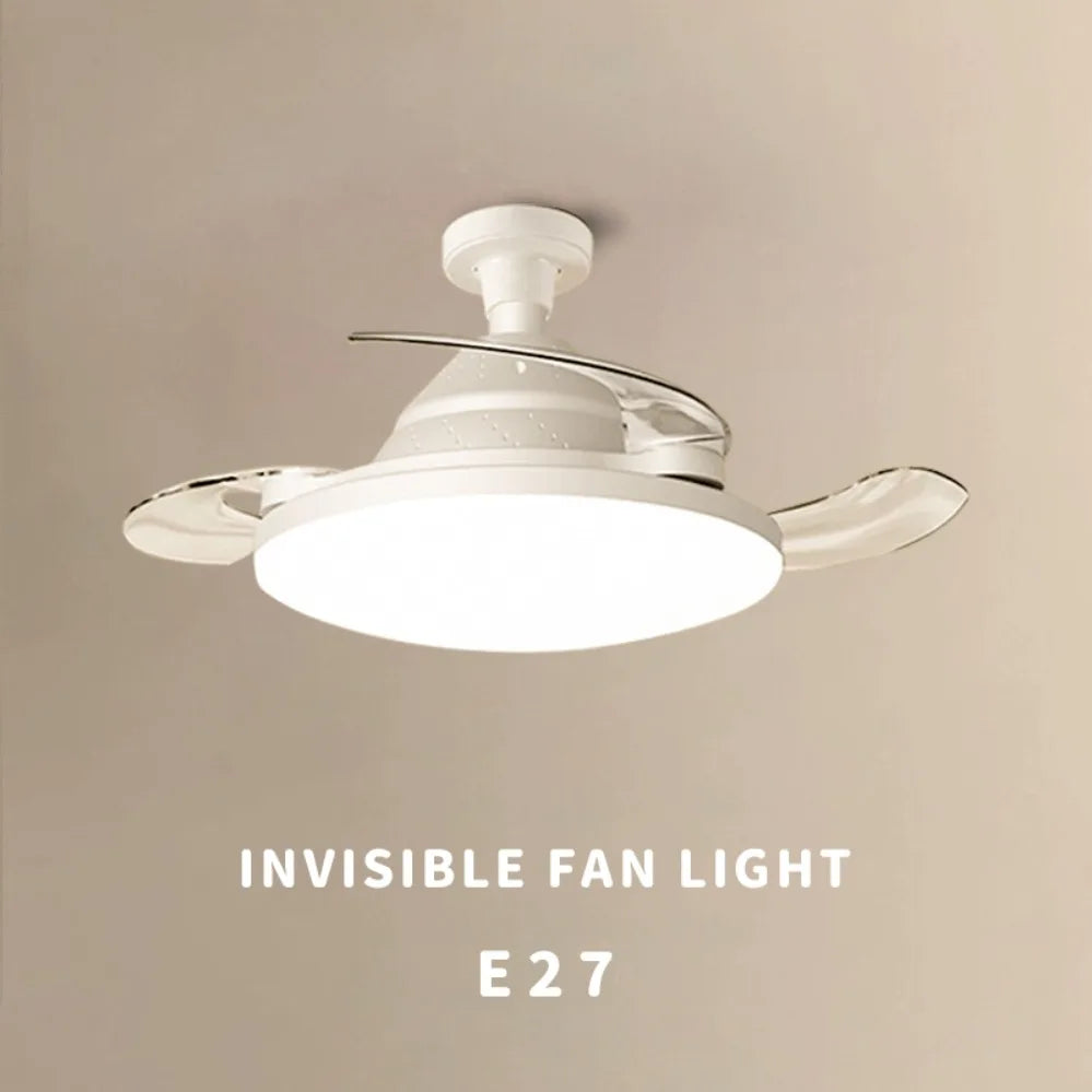 Ceiling Fan Light New Invisible Telescopic Blade Air Circulation Fans Silent Dimming Timed Room Decor Ceiling Fan with lighting
