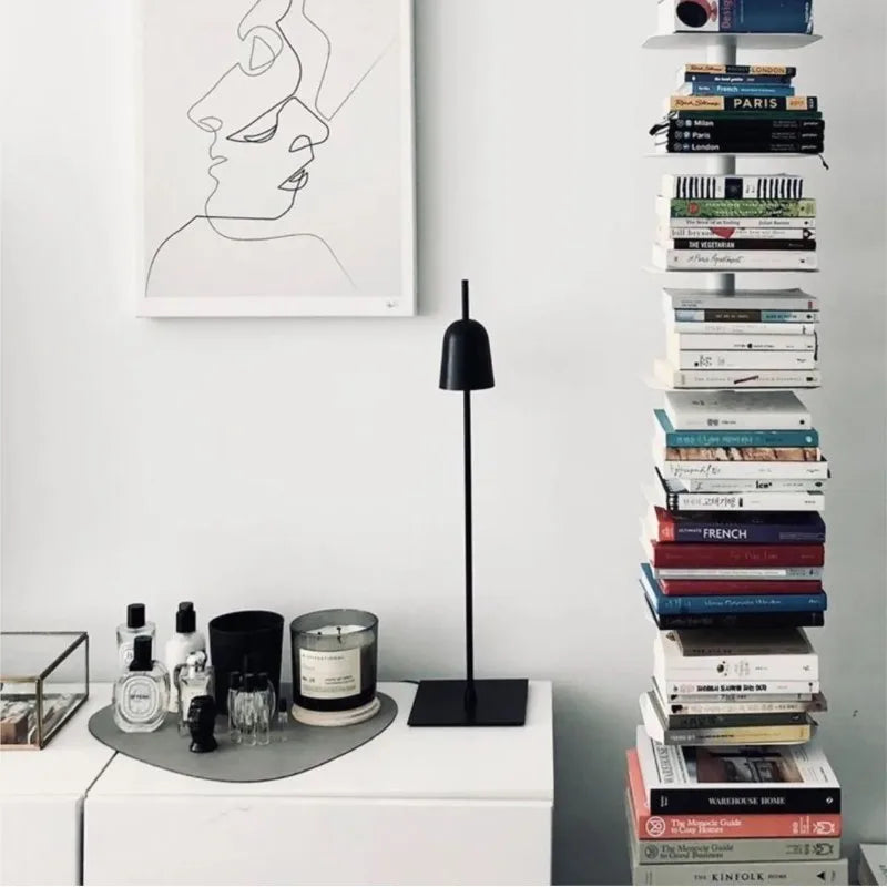 MOMO Iron Living Room Shelf Simple Storage Floor Ins Creative Multi-layer Rotating Invisible Display Shelf Bookshelf