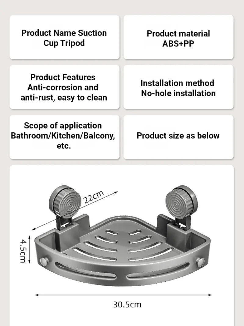 Bathroom ABS Storage rack With Suction Cup Corner Shelf No punching Shower Rack Wall Shampoo Holder Bathroom Organizer