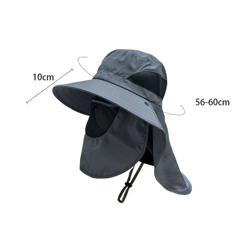 Outdoor Hunting Fishing Cap Breathable Sun Wide Brim UV Protection Fisherman Hat Hiking Fishing Visor Hat with Removable Mask
