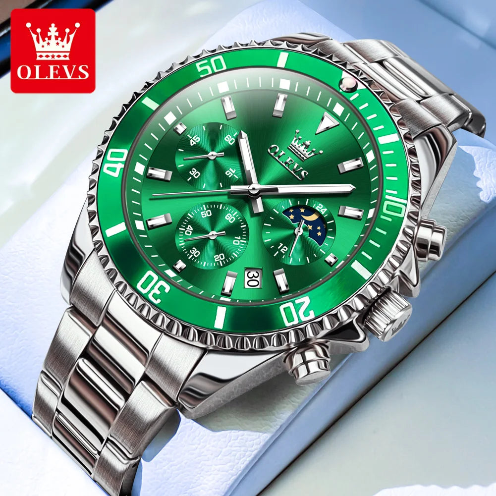 OLEVS Watches For Men Classic with Date Dress Luxury Big Face Waterproof Luminous Men's Wrist Watch Stainless Steel Men Watch
