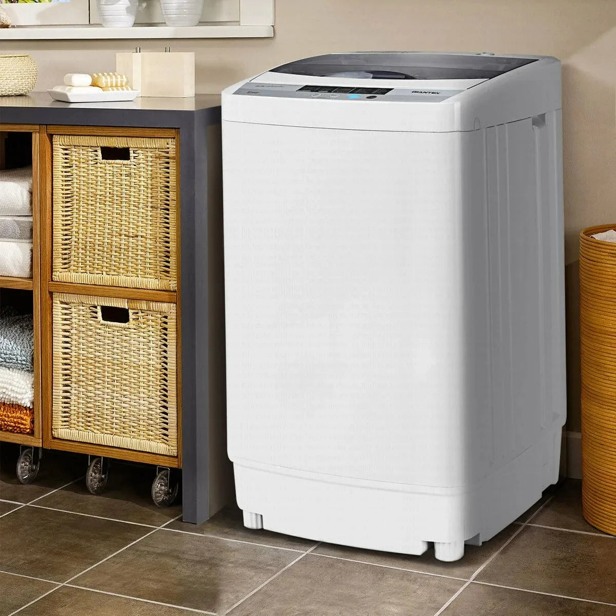 Washing Machine, 9.92lbs Top Load Washer with LED Display, 10 Wash Programs, Built-in Drain Pump, Compact Laundry Washer